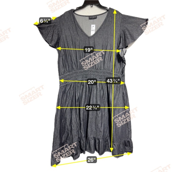 Lane Bryant Women's 3X Dress Black Smocked-Waist Flutter Sleeve w/Pockets - Picture 7 of 12